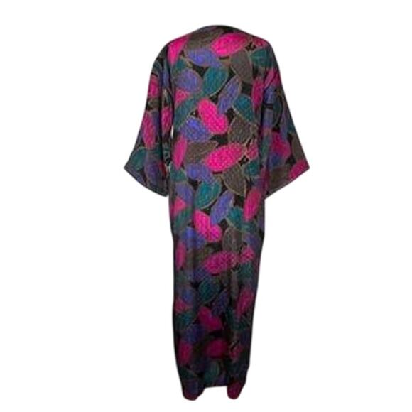 Vintage Mary McFadden Iconic Caftan Dress Small Floral Jacquard Kimono Sleeve - Picture 5 of 12